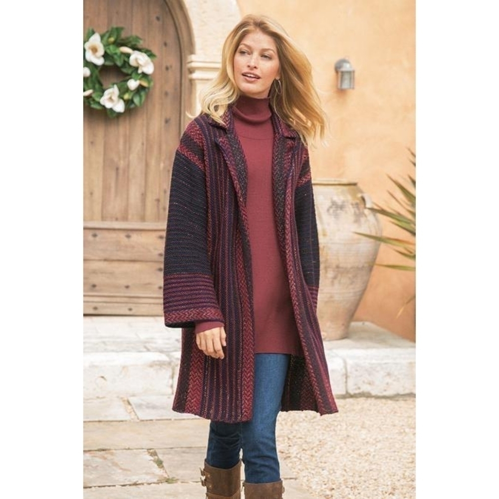 Soft Surroundings Maya Wool Blend Metallic Duster